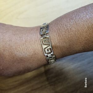 Unisex Flat 925 Sterling Greek Border Design Link Bracelet